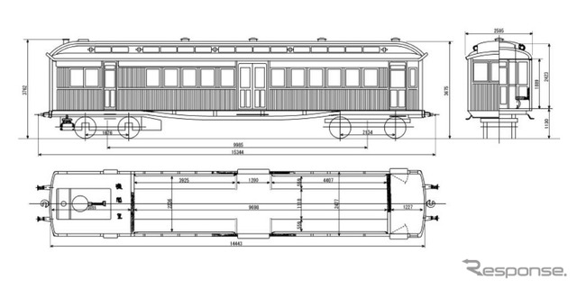 美術工芸品として国の重文に指定される運びとなったホジ6014号。15m級の車体で、機関走行部分を容易に取り外しできる構造となっている。車内がほぼ新製当時の状態で残されている点も見逃せない。