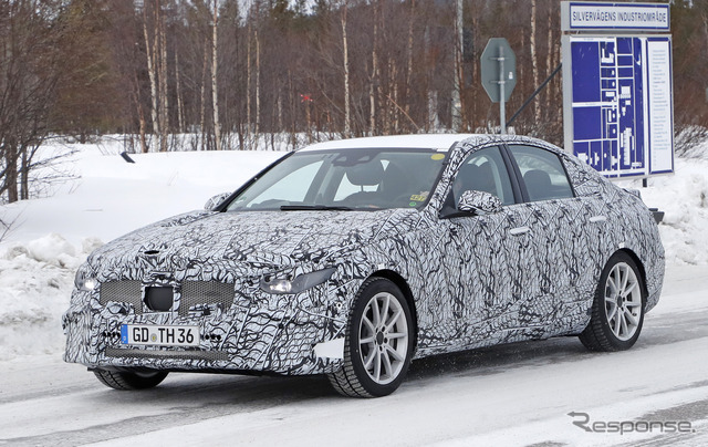 メルセデスベンツ Cクラス 次期型、PHEV 開発車両(スクープ写真)