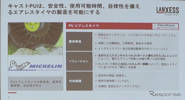 エアレスタイヤのスポークにポリウレタンを活用(ランクセス)
