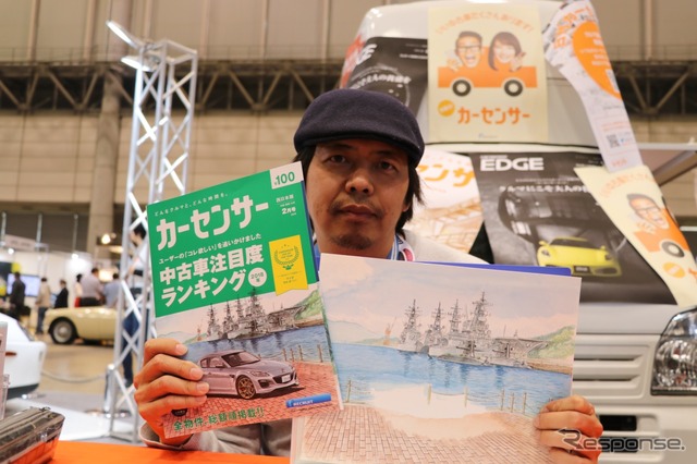 表紙を手掛けるイラストレーター遠藤イヅル氏の実演も。過去の作品集を振り返ると、ドライブをしているかのような気にさせるから不思議だ。