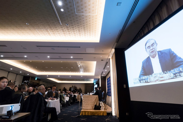 ゴーン被告、動画を発表（4月9日）　(c) Getty Images