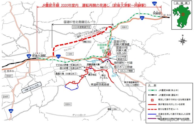 国土交通省が示した、現在の熊本地震関連の復旧状況。