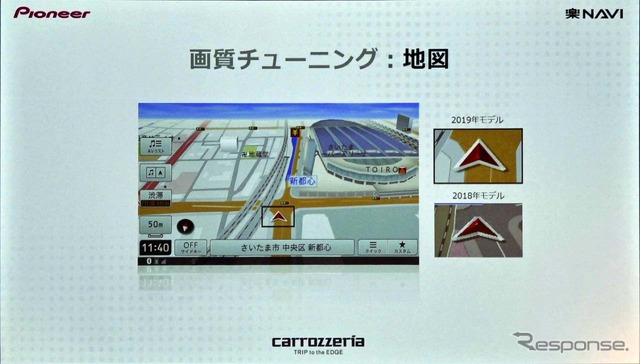 地図をHDパネル用に最適化。自車マークのスムージングも実施した