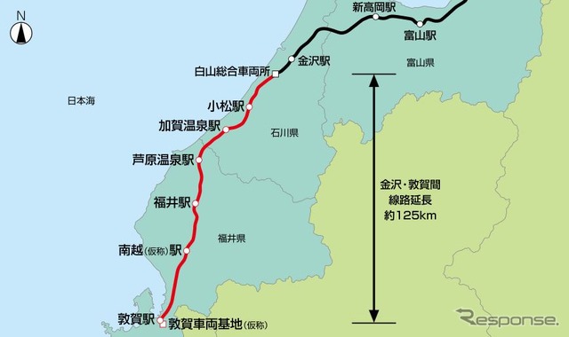 北陸新幹線金沢~敦賀間の概要。