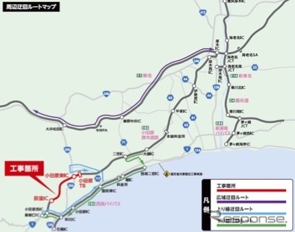 工事区間周辺の主な迂回ルート