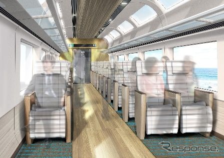 5~8号車「グリーン車」のイメージ。座席配置は2+1列で、シートピッチは1160mm。