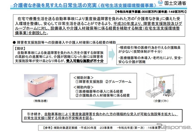 介護者なき後を見すえた日常生活を支援する「在宅生活支援環境整備事業（自動車事故対策費補助金）」　《出典 国交省》