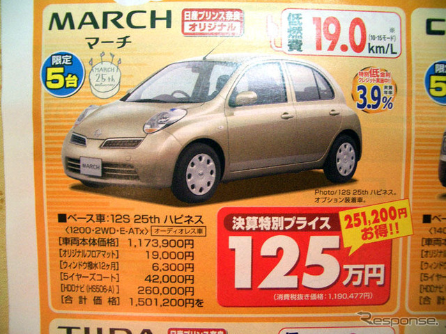【新車値引き情報】コンパクトカーをこの価格で…ティーダ、25.3万円引きほか