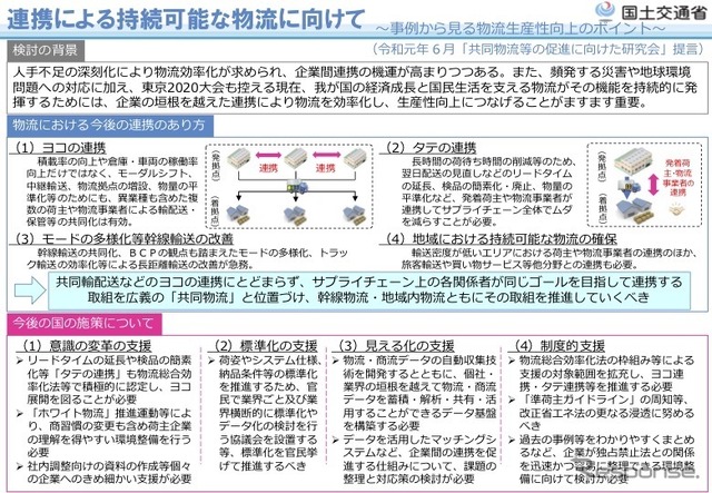 共同物流等の促進に向けた研究会がまとめた提言の概要