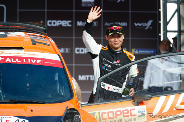 5月前半、WRCチリ戦における「WRC2」で優勝した時の勝田(マシンはフォード・フィエスタR5)。