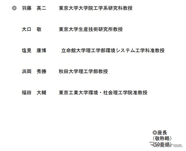 自動運転に対応した道路空間に関する検討会の構成員