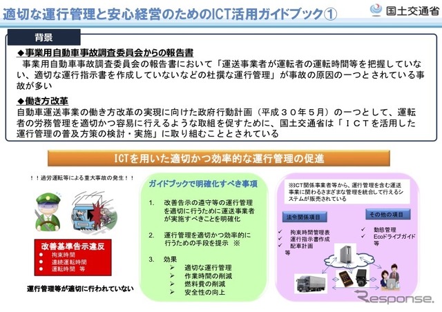 適切な運行管理と安心経営のためのICT活用ガイドブックの概要