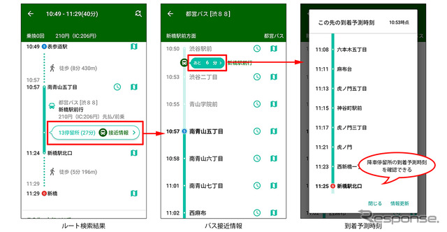 バスNAVITIME 到着予測時刻機能