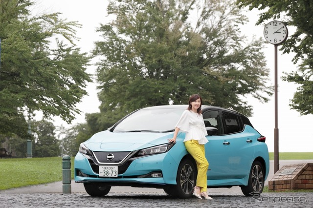 日産「リーフe+」と吉田由美さん