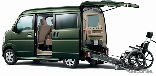 スズキ エブリイワゴン 車いす移動車 電動オートステップ装着車(クールカーキパールメタリック)