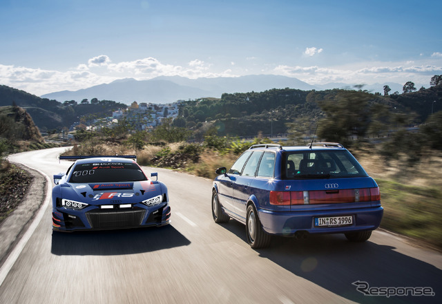 「アウディRS 2 Avant」（右）と#25 Audi R8 LMS。