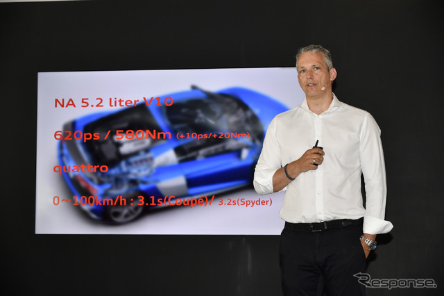 アウディR8 Decennium(デセニウム)&RS 5 スポーツバック発表会
