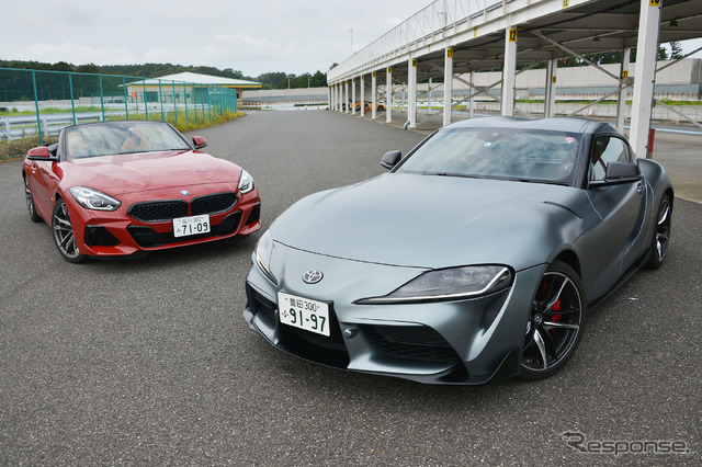 トヨタ スープラ 新型(右)とBMW Z4(左)をサーキットで比較試乗!