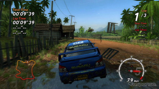 『SEGA RALLY REVO』轍がどんどん深くなって障害物も壊せる
