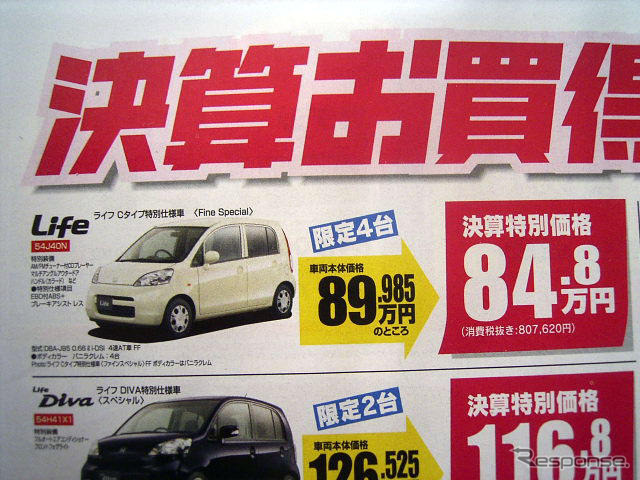 【決算 値引き情報】軽自動車を購入できる!!　59.8万円より