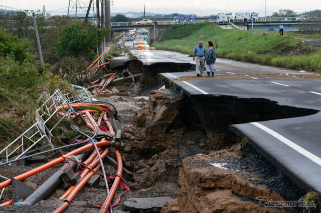 台風19号の被災状況（10月15日、茨城県水戸市）