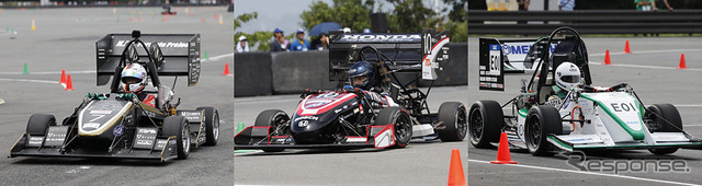 学生フォーミュラ日本大会の上位入賞チームの車両