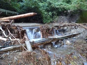 10月23日時点の被災状況。土砂流入や道床流出が発生している普代～白井海岸間。