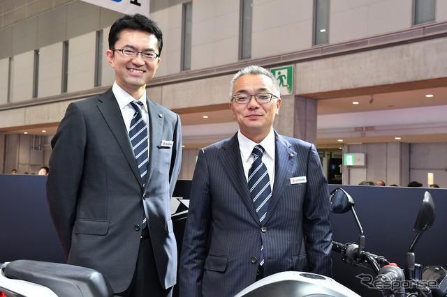 チーフエンジニアの野尻哲治氏(写真右)と、エンジン設計担当者の森 公二氏。