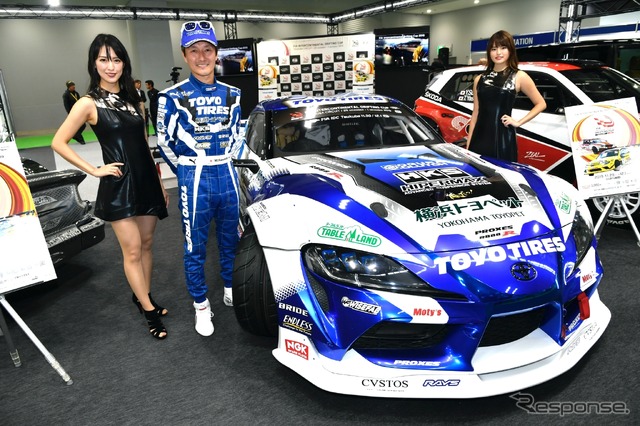 Team TOYO TIRES DRIFT 川畑真人選手は東京オートサロンブースに登場し、「IDC Tsukuba Drift」への意気込みを語った