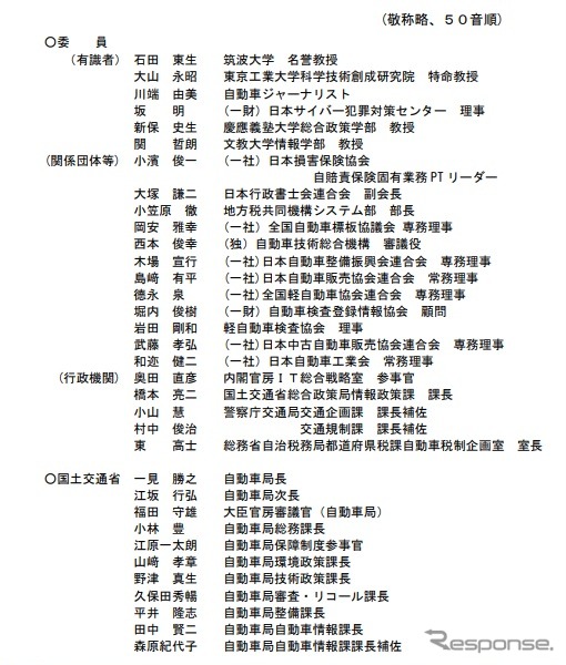 自動車検査証の電子化に関する検討会の委員