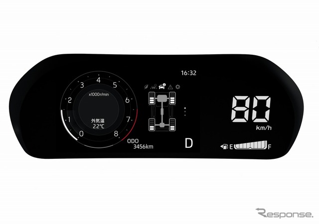 LEDデジタルスピードメーター+7インチTFTカラー液晶ディスプレイ(マルチインフォメーションディスプレイ付)シンプル