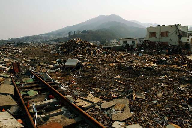 大船渡市内(2011年4月14日)