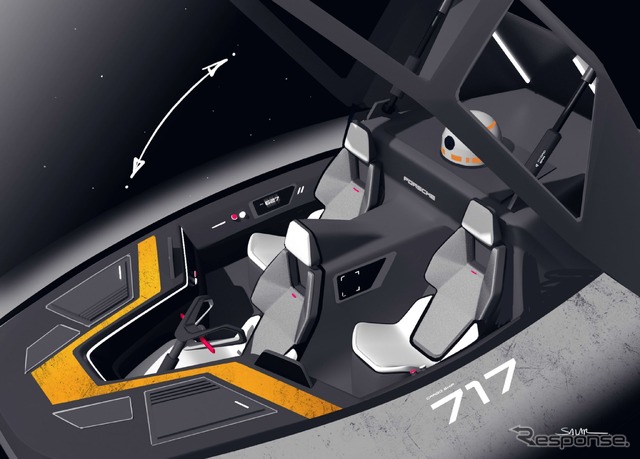 映画『スター・ウォーズ/スカイウォーカーの夜明け』に登場するポルシェの宇宙船のデザインスケッチ