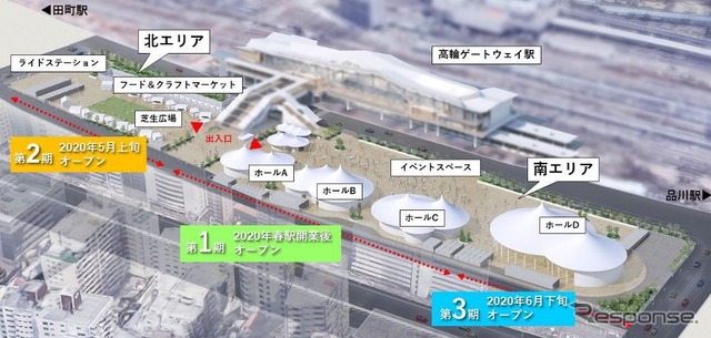 「Takanawa Gateway  Fest」の会場イメージ。敷地面積は約3万平方m。開業後から2020年9月上旬まで開催される予定。