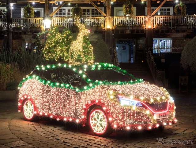 日産 リーフ の全身イルミネーションのクリスマス仕様