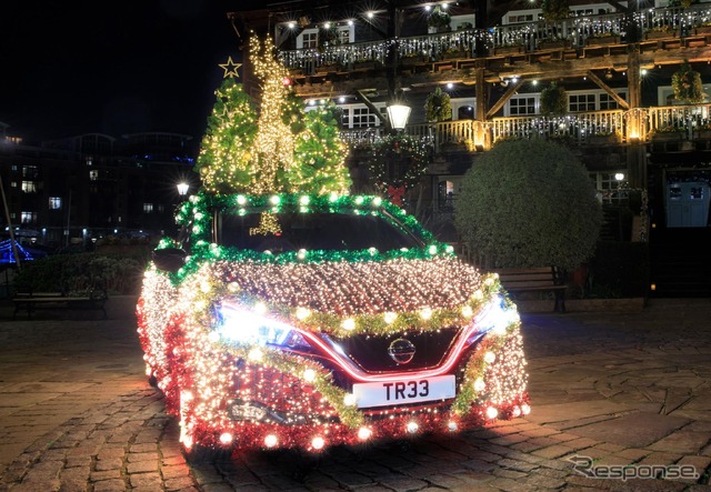 日産 リーフ の全身イルミネーションのクリスマス仕様