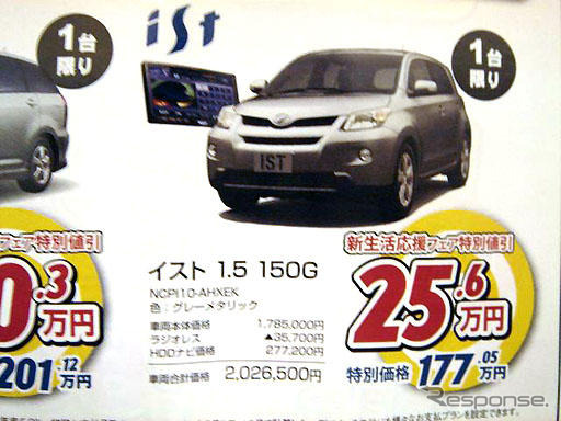 【新車値引き情報】bB や イスト など 新生活応援コンパクトカー