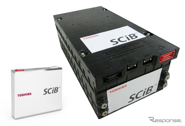 HC85系のハイブリッドシステムのバッテリーに使用されるリチウムイオン二次電池「SCiB」。
