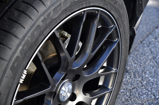 RMP 028F 装着サイズ:20X8 1/2J +45 5H-114.3 カラー:セミグロスガンメタ/リムエッジDC 装着タイヤサイズ:255/45R20