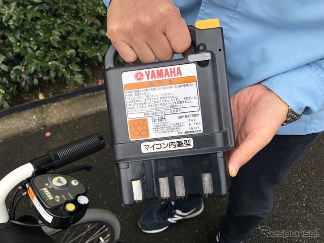 ヤマハの電動車いすに搭載する充電式バッテリー