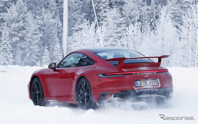 ポルシェ 911 エアロパッケージ プロトタイプ(スクープ写真)
