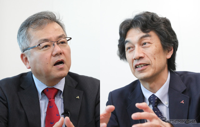 三菱自動車 百瀬信夫氏(左)と澤瀬薫氏(右)