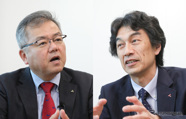 三菱自動車 百瀬信夫氏（左）と澤瀬薫氏（右）