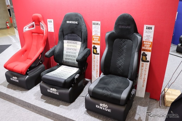 トラック用のものも好評。腰回りを優しく確実にサポートする。オプションでシートヒーターも用意されていた。(東京オートサロン2020)