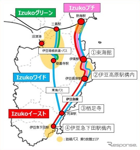 デジタルフリーパス対象エリアと“LovePiano”設置場所地図