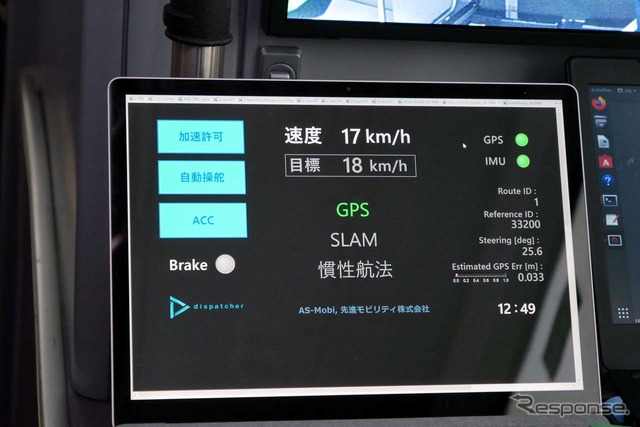 自車位置の測位はRTK-GPSとSLAMを必要に応じて切り替えて対応。両方を検知できないときは推測航法となる