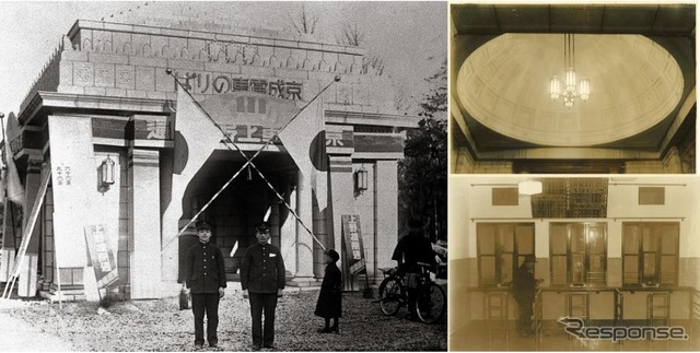 開業時の旧博物館動物園駅。現在の京成本線京成上野~日暮里間に位置し、日暮里方の隣駅は同じ地下駅で1953年2月に廃止された寛永寺坂駅だった。