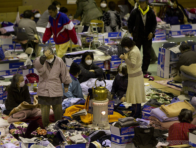 東日本大震災後、大船渡市の避難所（2011年3月20日）