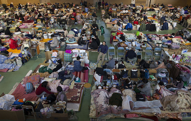 東日本大震災後、陸前高田市の避難所（2011年3月19日）