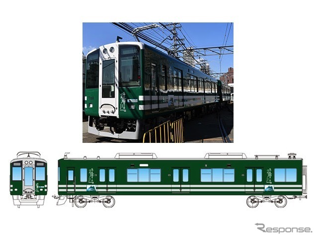 緑を基調とした「甲子園号」の外装デザイン。